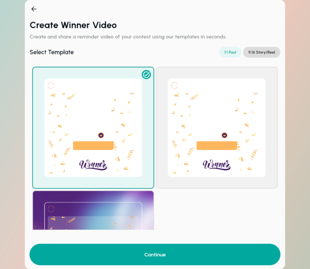 select-the-template-of-your-winner-video - Osortoo Sélectionnez l'aspect que vous souhaitez donner à votre vidéo gagnante