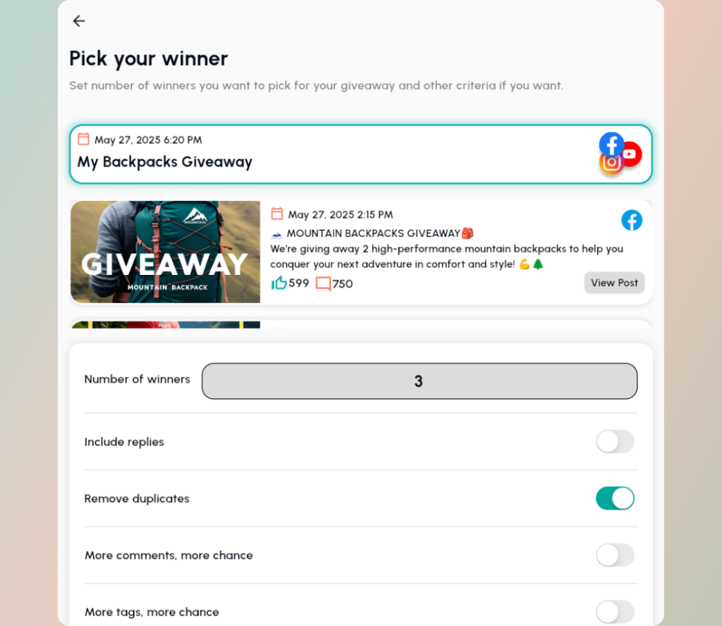 number-of-winners-and-remove-the-duplicates - Osortoo Sélectionnez le nombre de gagnants que vous souhaitez obtenir