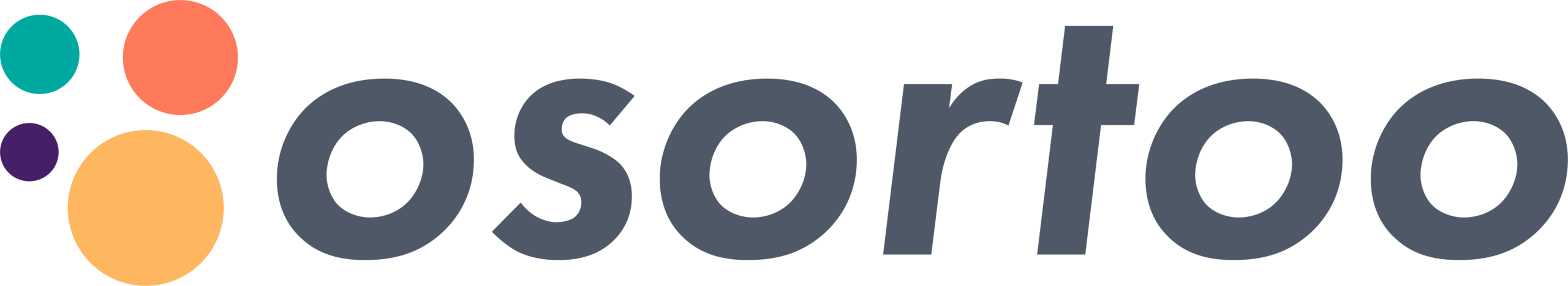 osortoo logo: dark gray wordmark with four colorful circles (turquoise, coral, purple, light orange) to the left.